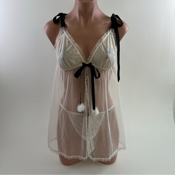 Victoria's Secret Snowflake Embellished Mesh Babydoll - Picture 5 of 5